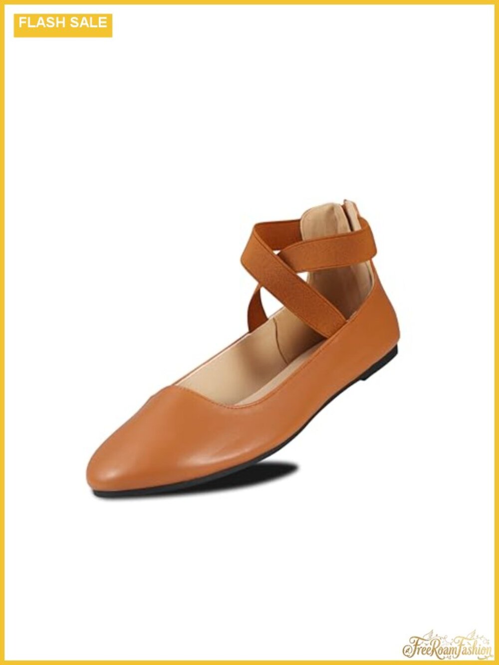 Ankle Strap Ballet Flats Faux Leather Vegan Lining Cushioned Insole Women